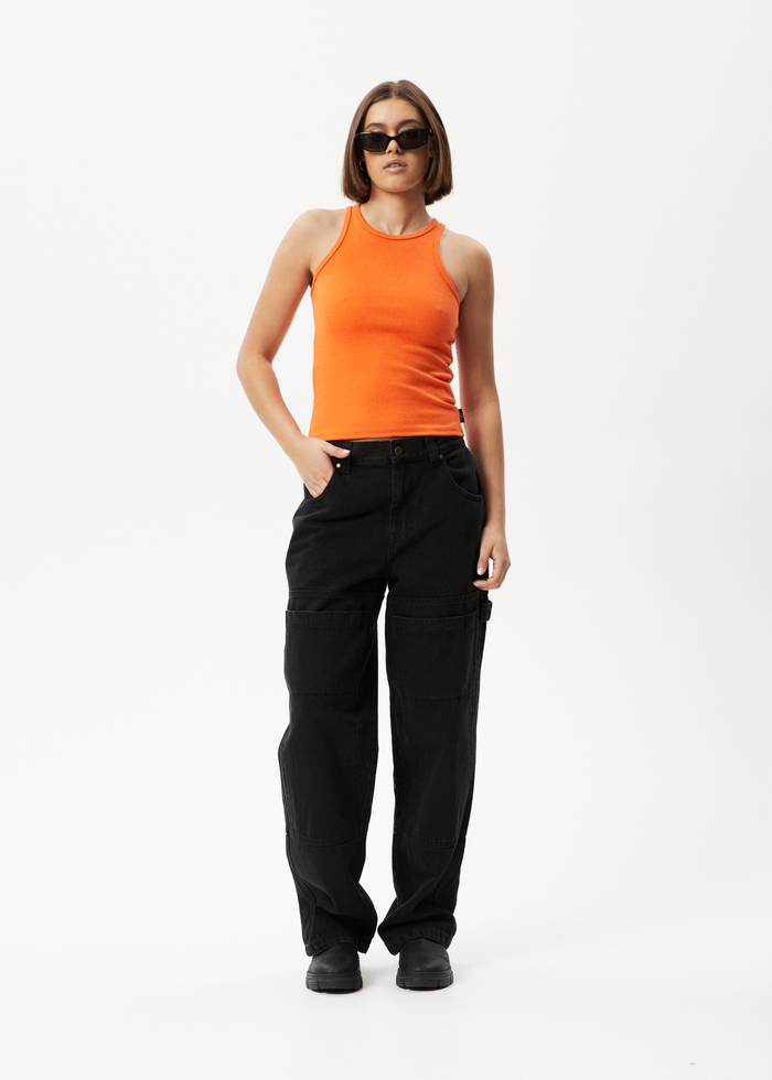 AFENDS Womens Pearly - Rib Singlet - Orange