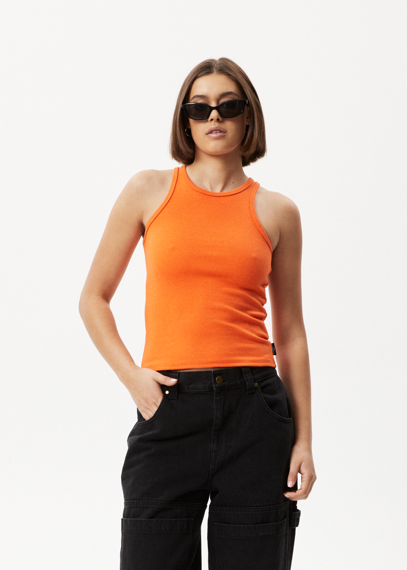 AFENDS Womens Pearly - Rib Singlet - Orange
