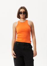 AFENDS Womens Pearly - Rib Singlet - Orange - Afends womens pearly   rib singlet   orange