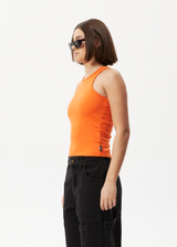 AFENDS Womens Pearly - Rib Singlet - Orange - Afends womens pearly   rib singlet   orange