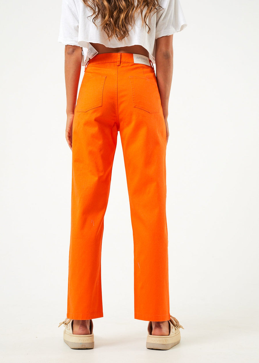 AFENDS Womens Shelby - Wide Leg Pant - Orange