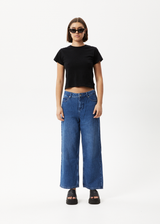 AFENDS Womens Kendall - Denim Low Rise Jean - Authentic Blue - Afends womens kendall   denim low rise jean   authentic blue