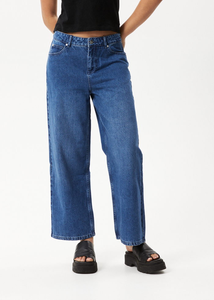 AFENDS Womens Kendall - Denim Low Rise Jean - Authentic Blue