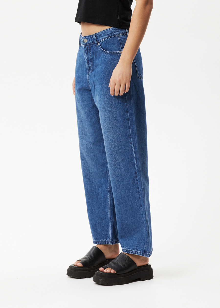AFENDS Womens Kendall - Denim Low Rise Jean - Authentic Blue