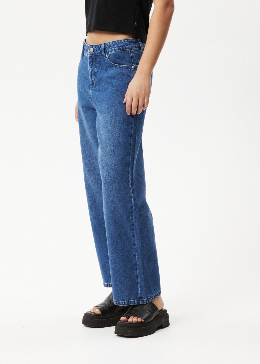 AFENDS Womens Kendall - Denim Low Rise Jean - Authentic Blue
