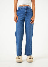 AFENDS Womens Shelby - Denim Wide Leg Jean Long - Authentic Blue - Afends womens shelby   denim wide leg jean long   authentic blue