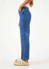 AFENDS Womens Shelby - Denim Wide Leg Jean Long - Authentic Blue - Afends womens shelby   denim wide leg jean long   authentic blue