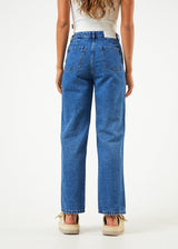 AFENDS Womens Shelby - Denim Wide Leg Jean Long - Authentic Blue - Afends womens shelby   denim wide leg jean long   authentic blue