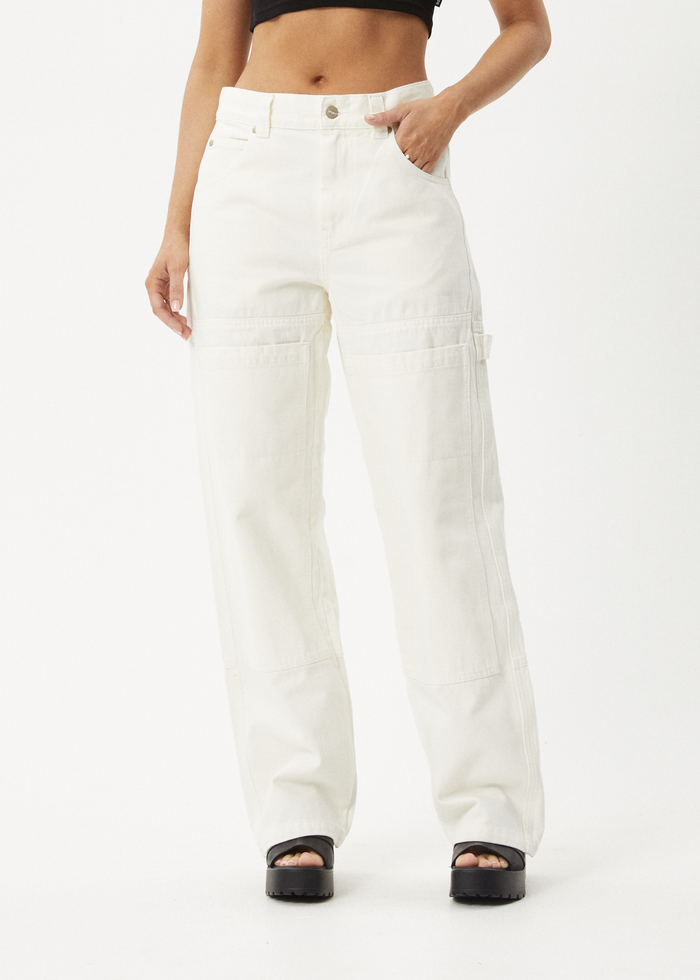 AFENDS Womens Moss - Denim Workwear Jean - Off White