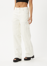 AFENDS Womens Moss - Denim Workwear Jean - Off White - Afends womens moss   denim workwear jean   off white