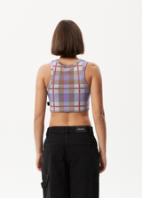 AFENDS Womens Colby - Check Rib Crop Tank - Plum - Afends womens colby   check rib crop tank   plum