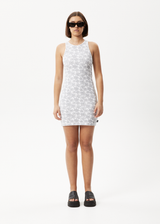 AFENDS Womens Digital Daisy - Rib Mini Dress - Charcoal - Afends womens digital daisy   rib mini dress   charcoal