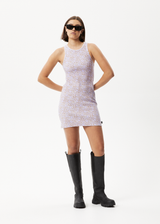 AFENDS Womens Digital Daisy - Rib Mini Dress - Tulip - Afends womens digital daisy   rib mini dress   tulip