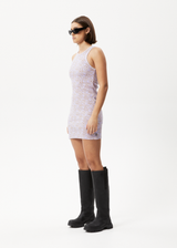 AFENDS Womens Digital Daisy - Rib Mini Dress - Tulip - Afends womens digital daisy   rib mini dress   tulip