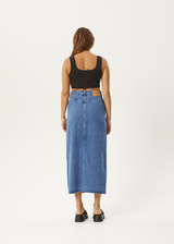 AFENDS Womens Ayla - Denim Maxi Skirt - Worn Blue - Afends womens ayla   denim maxi skirt   worn blue 