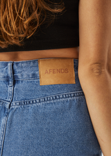 AFENDS Womens Ayla - Denim Maxi Skirt - Worn Blue - Afends womens ayla   denim maxi skirt   worn blue 