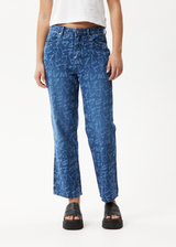 AFENDS Womens Tagged Shelby - Denim Wide Leg Jean - Graffiti Blue - Afends womens tagged shelby   denim wide leg jean   graffiti blue