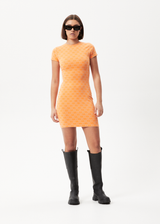 AFENDS Womens Lois - Bodycon Dress - Papaya - Afends womens lois   bodycon dress   papaya 