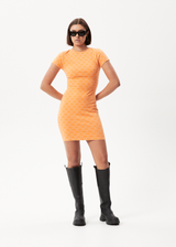 AFENDS Womens Lois - Bodycon Dress - Papaya - Afends womens lois   bodycon dress   papaya 