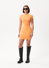 AFENDS Womens Lois - Bodycon Dress - Papaya - Afends womens lois   bodycon dress   papaya 