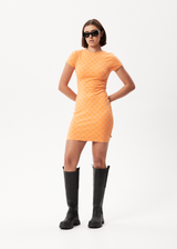 AFENDS Womens Lois - Bodycon Dress - Papaya - Afends womens lois   bodycon dress   papaya 