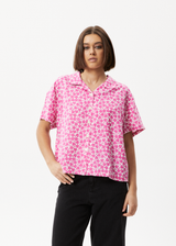 AFENDS Womens Madeline Mood - Short Sleeve Shirt - Bubblegum Floral - Afends womens madeline mood   short sleeve shirt   bubblegum floral 