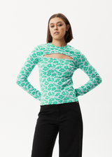 AFENDS Womens See You - Cut Out Long Sleeve Top - Powder Blue - Afends womens see you   cut out long sleeve top   powder blue 