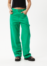 AFENDS Womens Sleepy Hollow Moss - Twill Workwear Pant - Forest - Afends womens sleepy hollow moss   twill workwear pant   forest