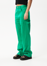AFENDS Womens Sleepy Hollow Moss - Twill Workwear Pant - Forest - Afends womens sleepy hollow moss   twill workwear pant   forest