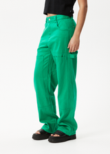 AFENDS Womens Sleepy Hollow Moss - Twill Workwear Pant - Forest - Afends womens sleepy hollow moss   twill workwear pant   forest