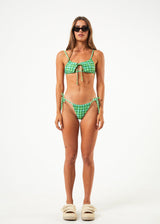 AFENDS Womens Tully - Tie Bikini Bottoms - Forest Check - Afends womens tully   tie bikini bottoms   forest check 