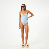 AFENDS Womens Underworld - Tie One Piece Swimsuit - Powder Blue - Afends womens underworld   tie one piece swimsuit   powder blue w225705 pwb xs
