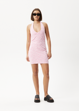 AFENDS Womens Rhye - Terry Halter Mini Dress - Powder Pink - Afends womens rhye   terry halter mini dress   powder pink 