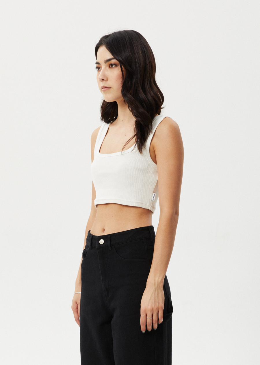 AFENDS Womens Chia - Rib Cropped Singlet - White