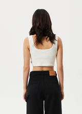 AFENDS Womens Chia - Rib Cropped Singlet - White - Afends womens chia   rib cropped singlet   white