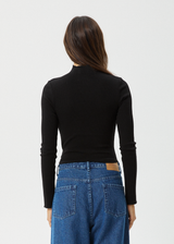 AFENDS Womens Iconic - Long Sleeve Rib Top - Black - Afends womens iconic   long sleeve rib top   black