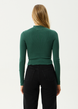 AFENDS Womens Iconic - Long Sleeve Rib Top - Hunter Green - Afends womens iconic   long sleeve rib top   hunter green