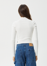 AFENDS Womens Iconic - Long Sleeve Rib Top - White - Afends womens iconic   long sleeve rib top   white