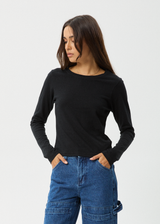 AFENDS Womens Elevate - Long Sleeve Tee - Black - Afends womens elevate   long sleeve tee   black