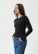 AFENDS Womens Elevate - Long Sleeve Tee - Black - Afends womens elevate   long sleeve tee   black