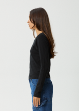 AFENDS Womens Elevate - Long Sleeve Tee - Black - Afends womens elevate   long sleeve tee   black