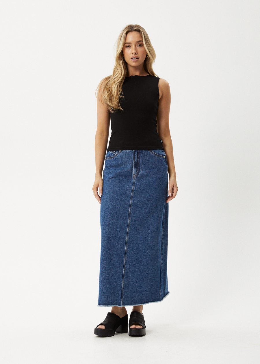 AFENDS Womens Peony - Rib High Neck Tank - Black