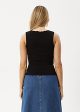 AFENDS Womens Peony - Rib High Neck Tank - Black - Afends womens peony   rib high neck tank   black
