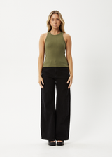AFENDS Womens Lydia - Rib Singlet - Military - Afends womens lydia   rib singlet   military