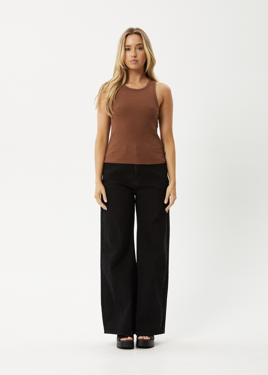 AFENDS Womens Lydia - Rib Singlet - Toffee