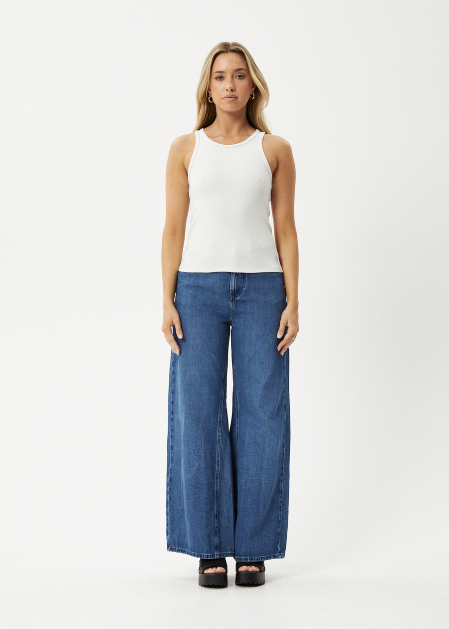 AFENDS Womens Lydia - Rib Singlet - White