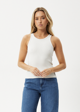 AFENDS Womens Lydia - Rib Singlet - White - Afends womens lydia   rib singlet   white