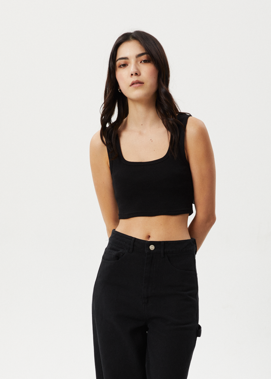 AFENDS Womens Chia - Rib Cropped Singlet - Black