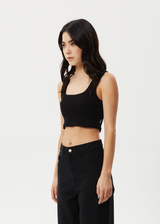AFENDS Womens Chia - Rib Cropped Singlet - Black - Afends womens chia   rib cropped singlet   black
