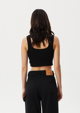 AFENDS Womens Chia - Rib Cropped Singlet - Black - Afends womens chia   rib cropped singlet   black